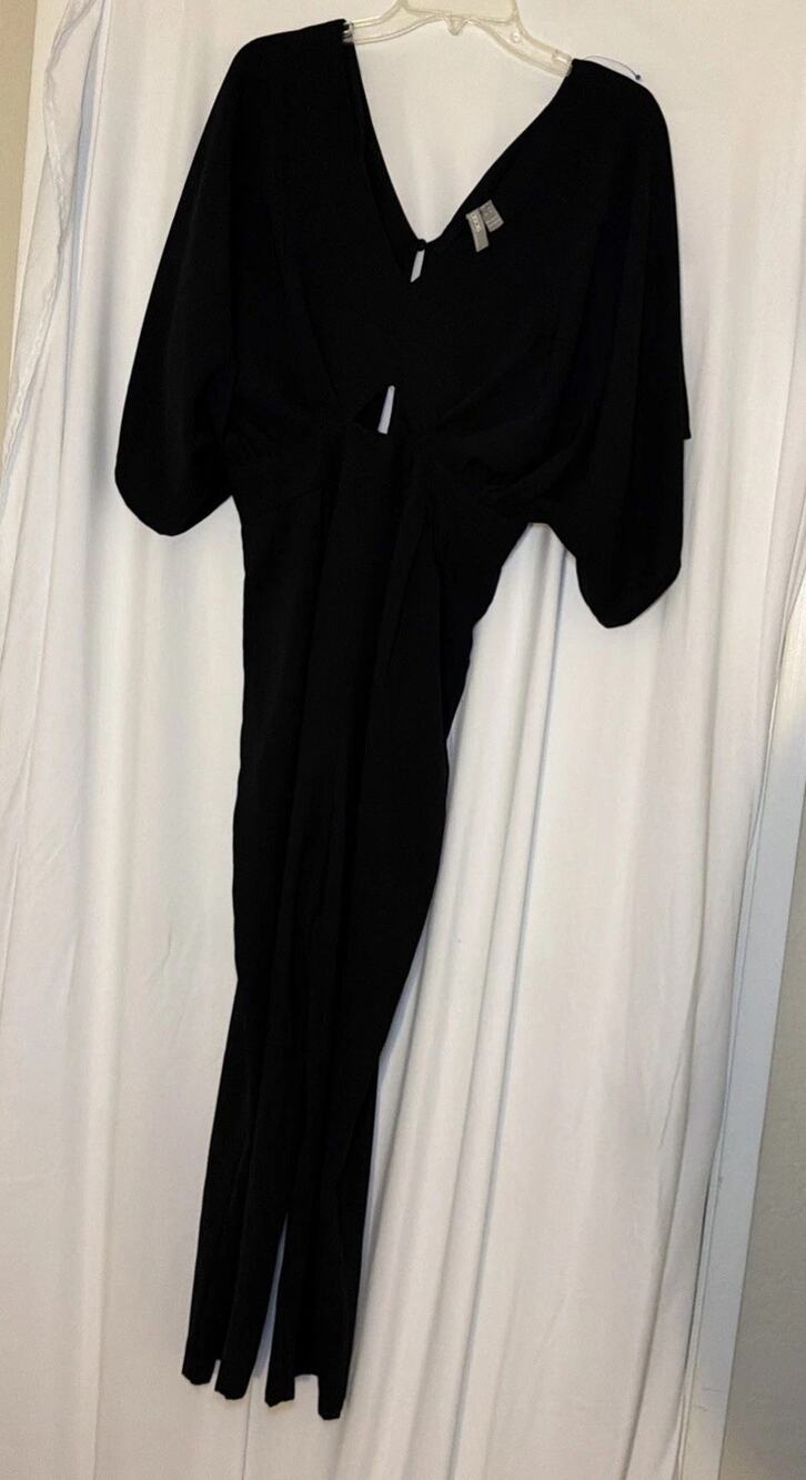 Asos Design Black Jumpsuit Kimono Sleeve Keyhole Chest Size 6